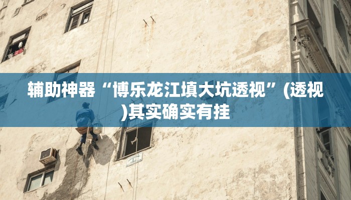 辅助神器“博乐龙江填大坑透视”(透视)其实确实有挂