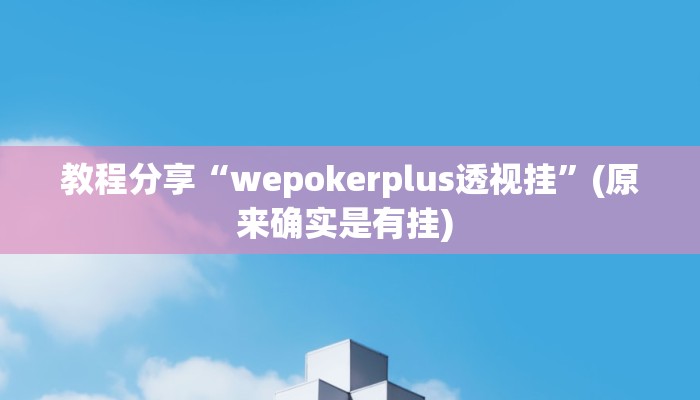 教程分享“wepokerplus透视挂”(原来确实是有挂) 