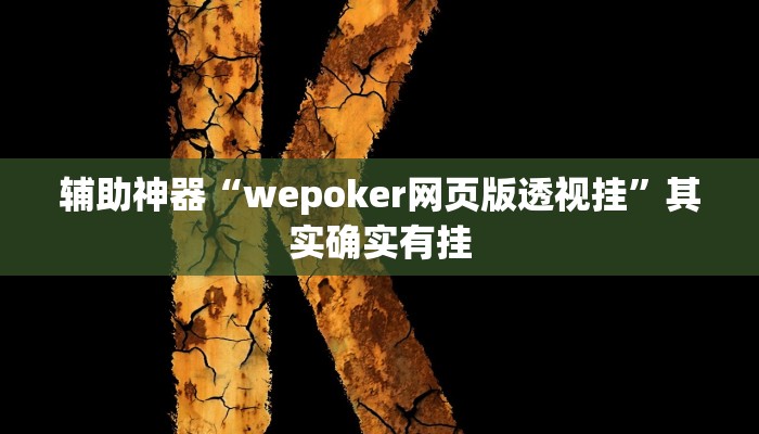 辅助神器“wepoker网页版透视挂”其实确实有挂