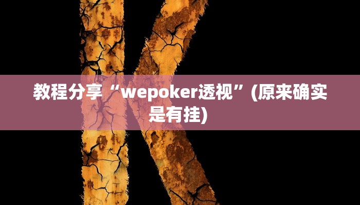 教程分享“wepoker透视”(原来确实是有挂) 
