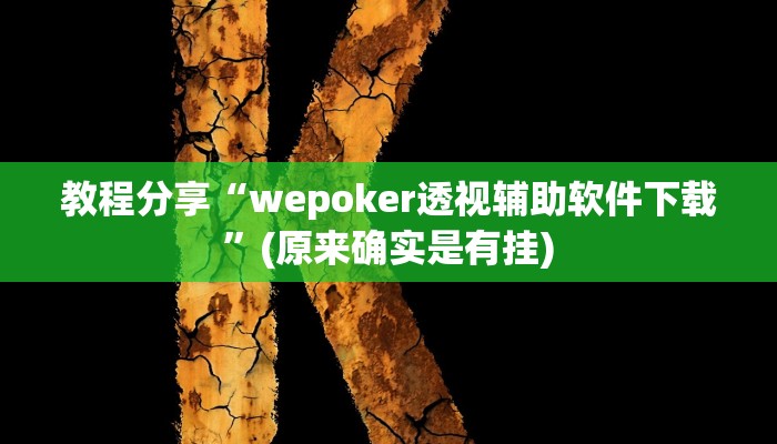 教程分享“wepoker透视辅助软件下载 ”(原来确实是有挂) 