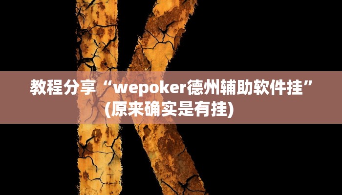教程分享“wepoker德州辅助软件挂”(原来确实是有挂) 