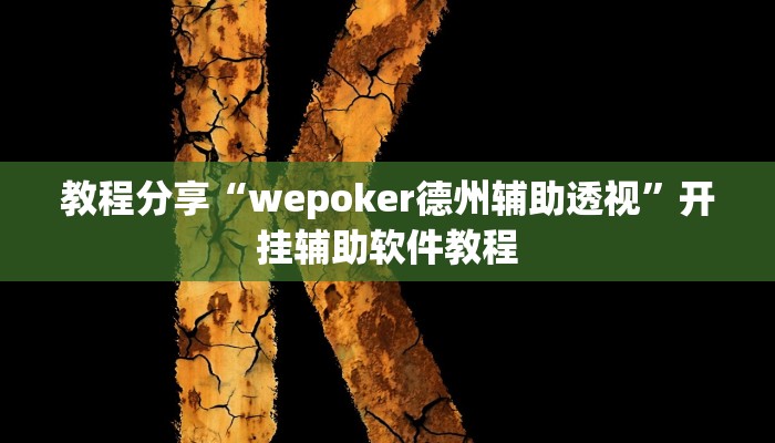 教程分享“wepoker德州辅助透视”开挂辅助软件教程
