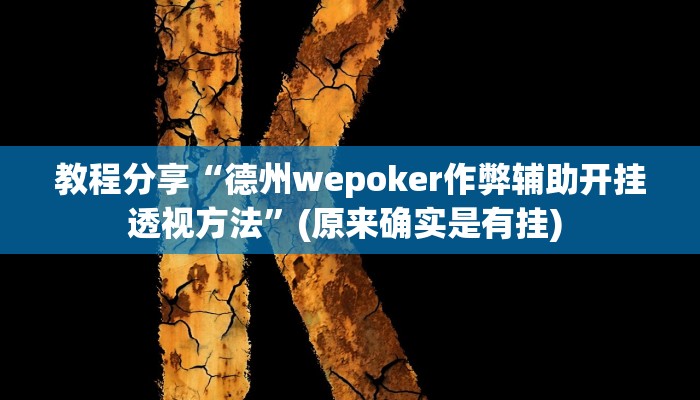 教程分享“德州wepoker作弊辅助开挂透视方法”(原来确实是有挂) 