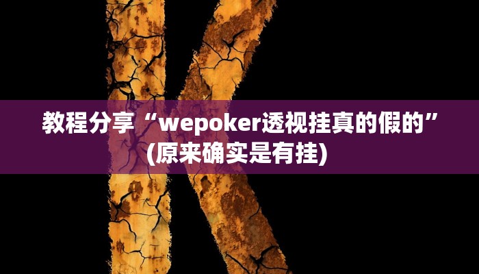 教程分享“wepoker透视挂真的假的”(原来确实是有挂) 