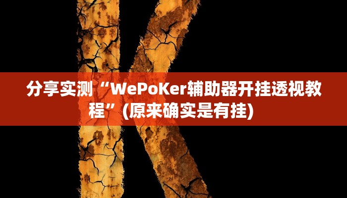 分享实测“WePoKer辅助器开挂透视教程”(原来确实是有挂) 