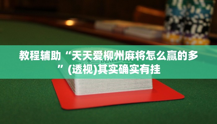 教程辅助“天天爱柳州麻将怎么赢的多”(透视)其实确实有挂
