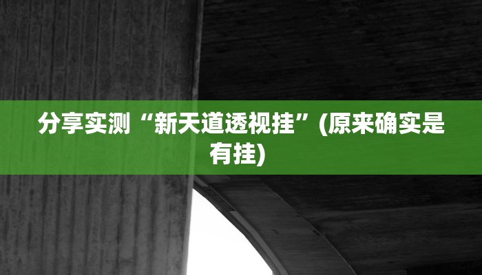 分享实测“新天道透视挂”(原来确实是有挂) 