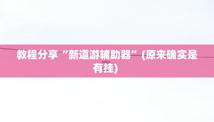 教程分享“新道游辅助器”(原来确实是有挂) 