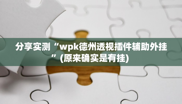 分享实测“wpk德州透视插件辅助外挂”(原来确实是有挂) 