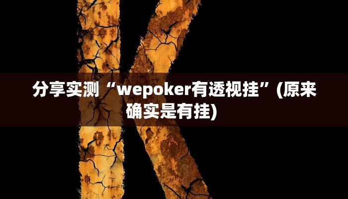分享实测“wepoker有透视挂”(原来确实是有挂) 