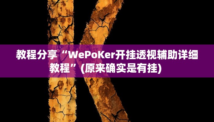 教程分享“WePoKer开挂透视辅助详细教程”(原来确实是有挂) 