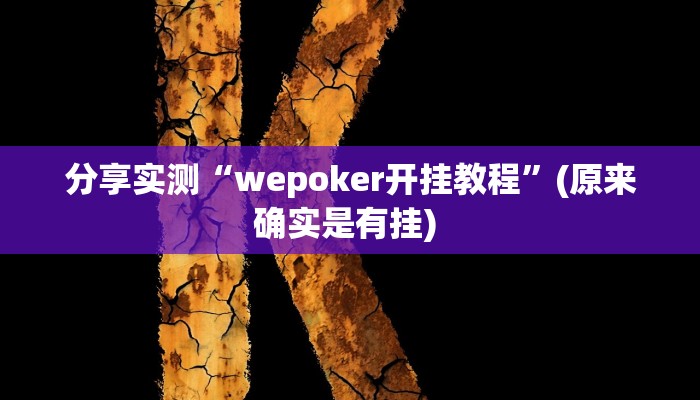 分享实测“wepoker开挂教程”(原来确实是有挂) 