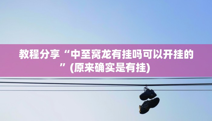 教程分享“中至窝龙有挂吗可以开挂的”(原来确实是有挂) 