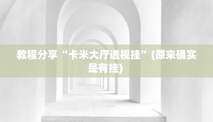 教程分享“卡米大厅透视挂”(原来确实是有挂) 