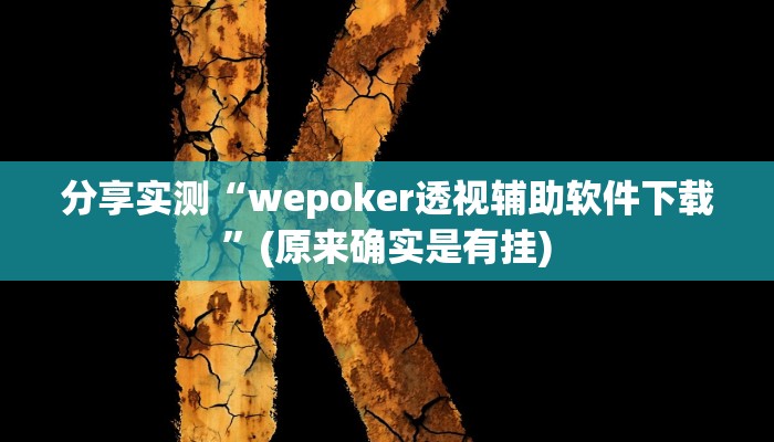 分享实测“wepoker透视辅助软件下载 ”(原来确实是有挂) 